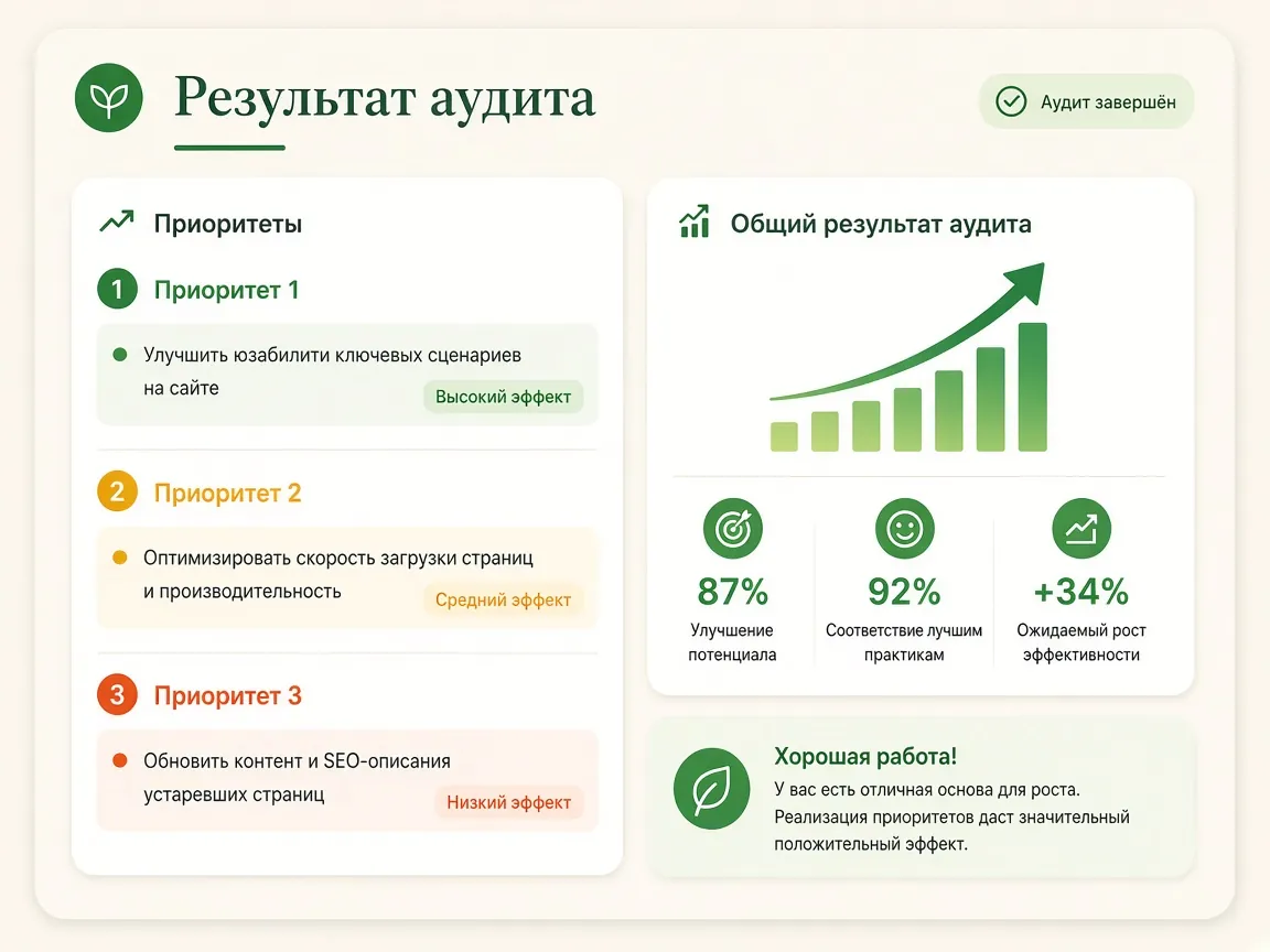 Аудит карточки на Google Картах: результат