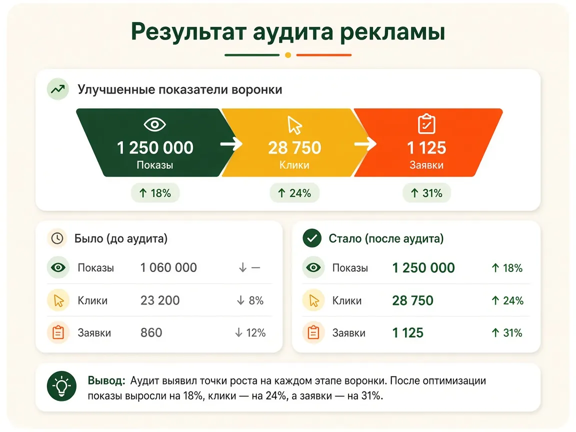 Аудит рекламной подписки Яндекс Бизнес: результат