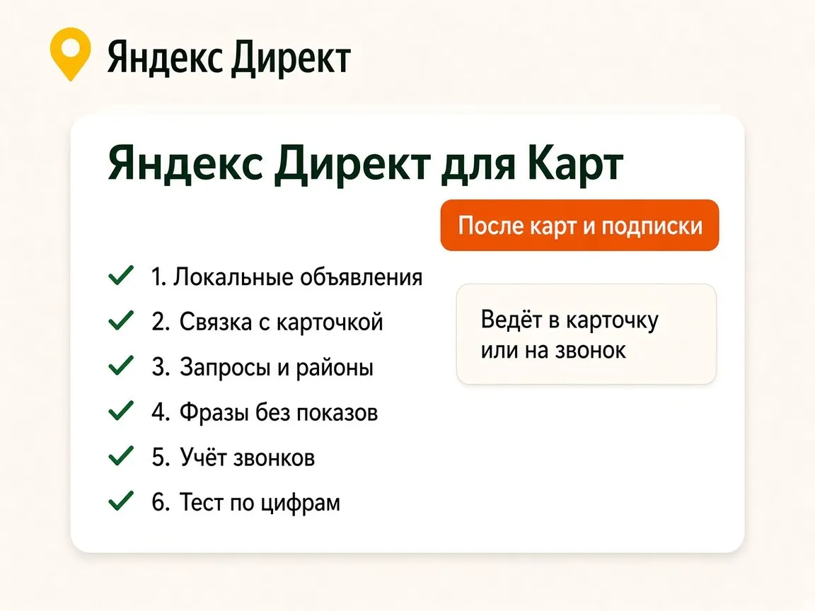 Настройка Яндекс Директ для Яндекс Карт: что входит