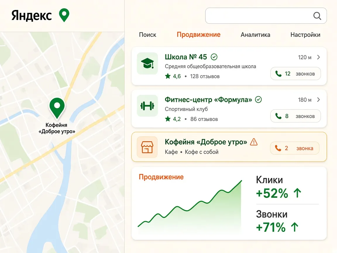 Настройка Яндекс Директ для Яндекс Карт: результат