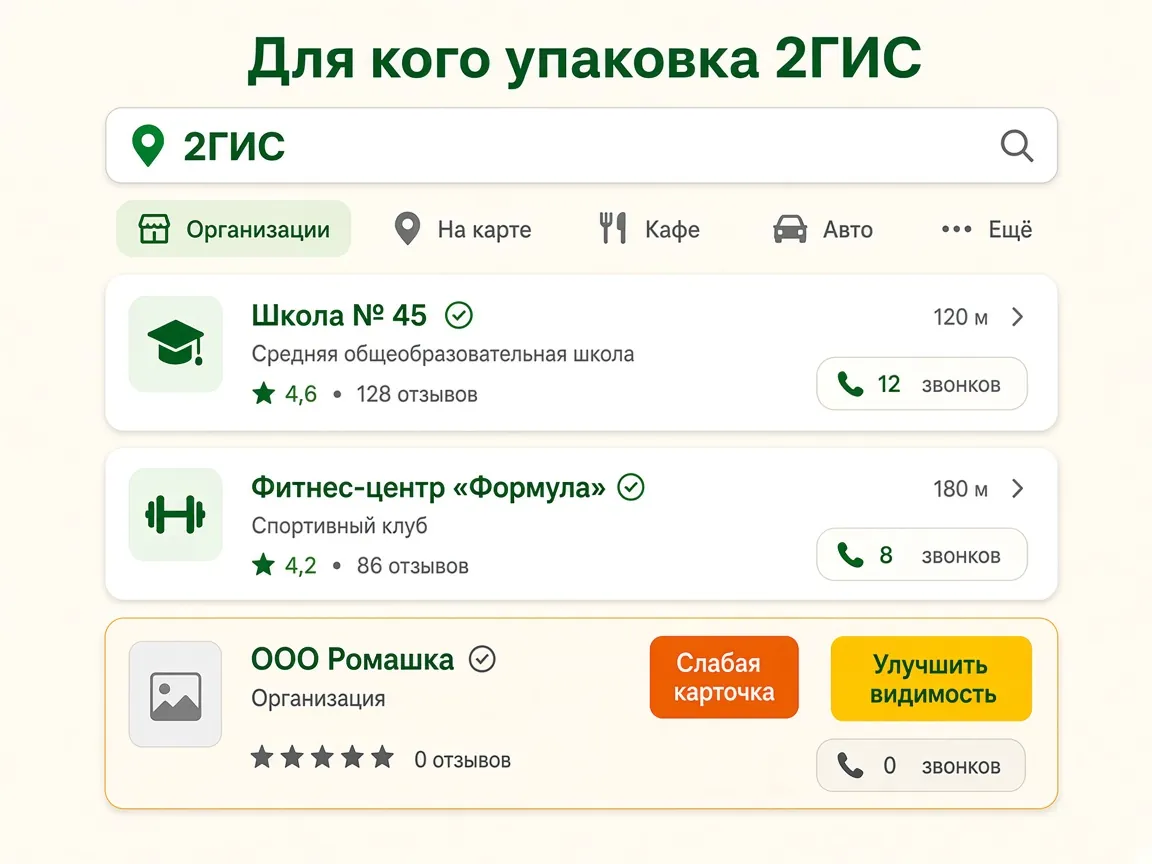 Упаковка организации в 2ГИС: для кого услуга