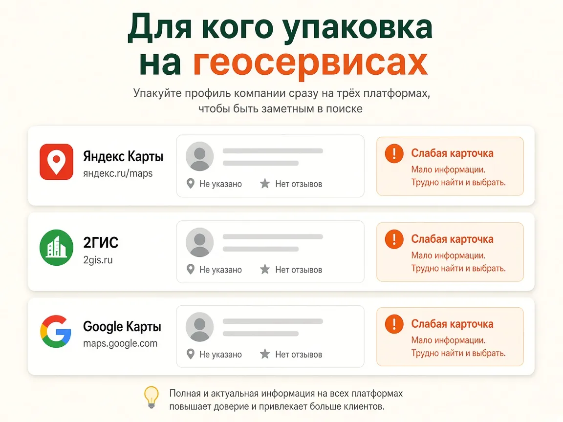 Комплексная упаковка организации во всех геосервисах: для кого услуга
