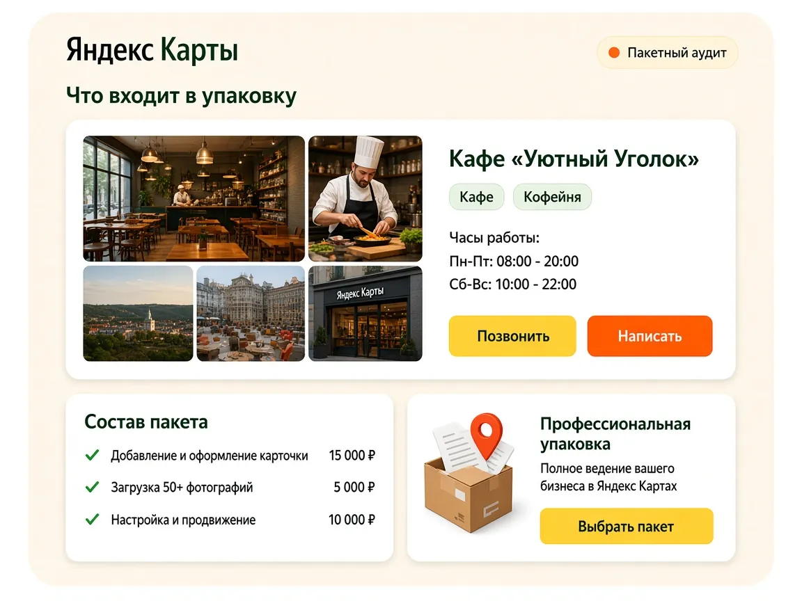 Упаковка организации на Яндекс Картах: что входит